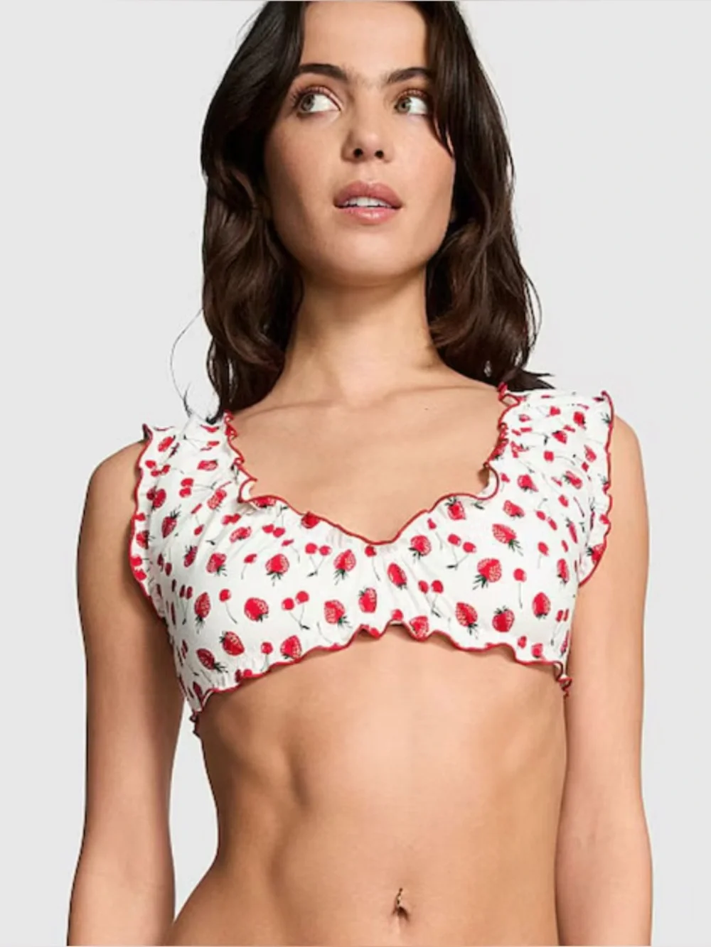 Pink By Frankie’s Bikini strawberry bikini Top new without tags XS extra small